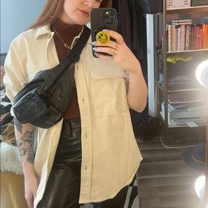 Mona Cord Overshirt in Off White Cord